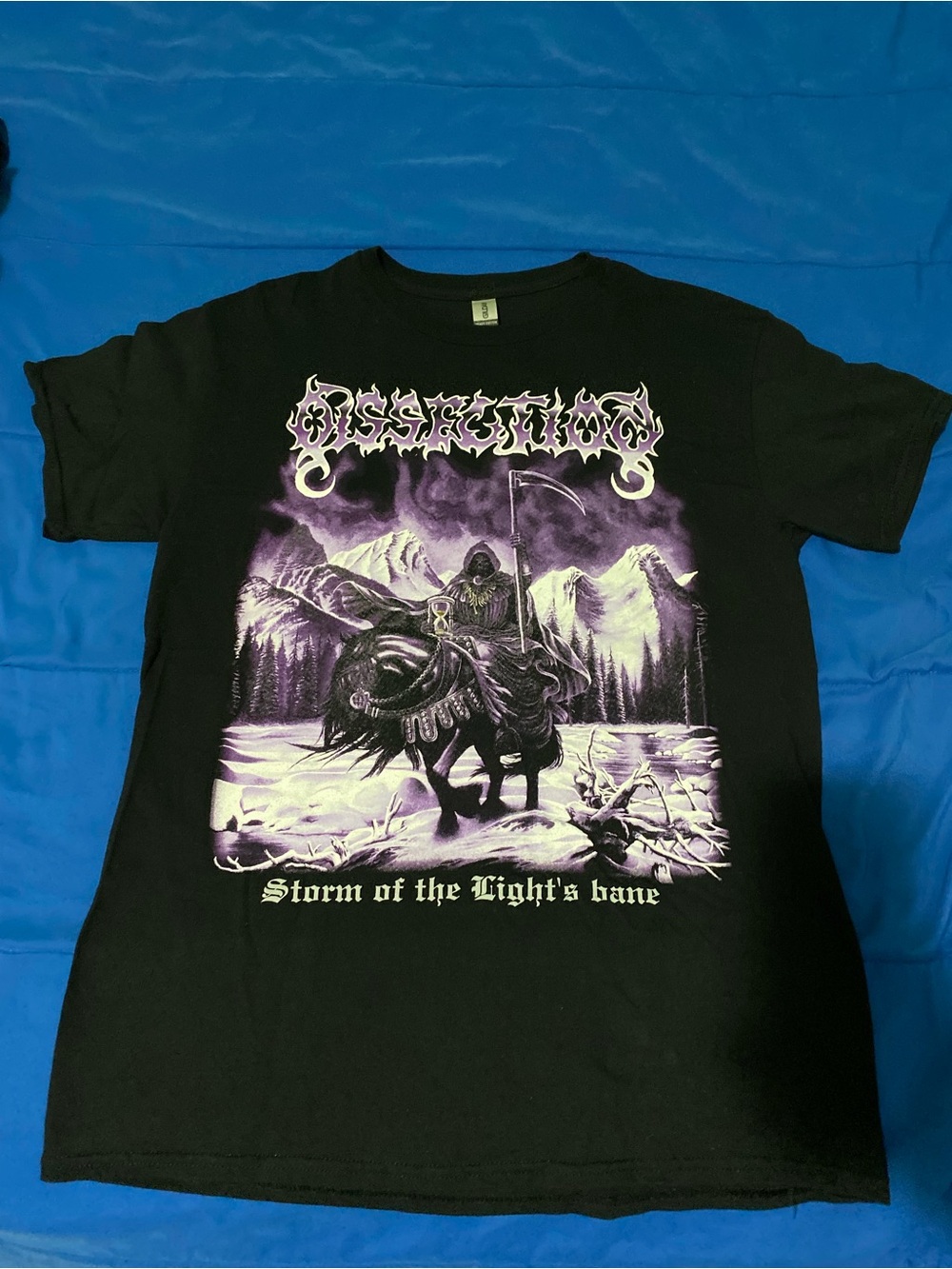 Dissection Black Graphic Band Tee with Purple Death Rider Print